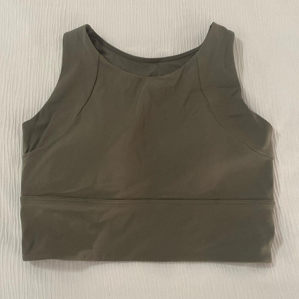 Olive crop top with built in bra